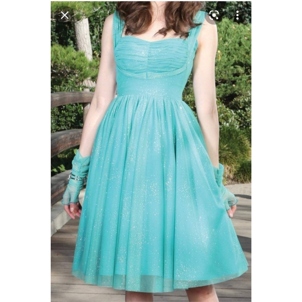 NEW Stop Staring Seafoam Sparkle Dulcinea Swing Dress Retro 50s Rockabilly